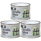 3X Metallic Silver Paint Tin 180ml Tin Paint